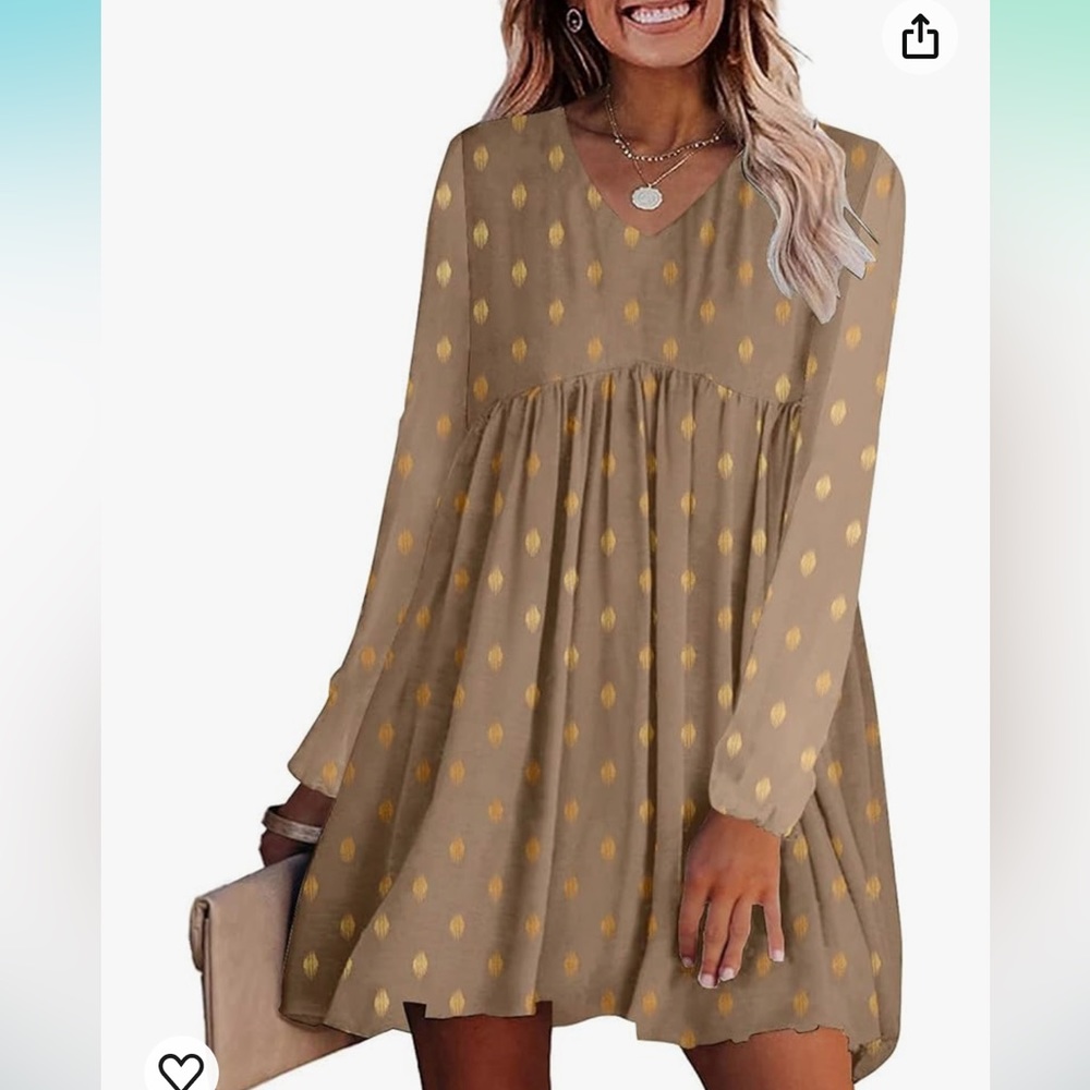 Kirundo Gold Swiss Dot Babydoll dress XL